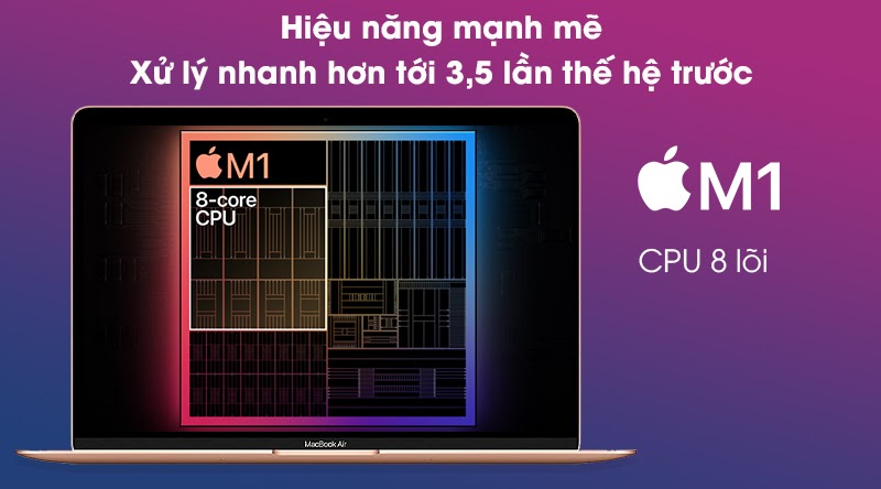 MacBook Air M1 8GB 256GB với hiệu năng mạnh mẽ